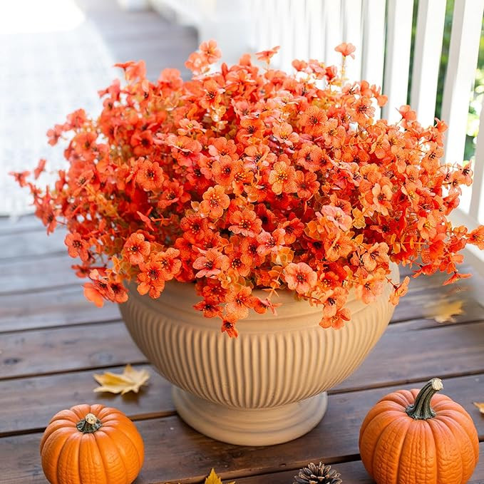 Artificial Fall Flowers Faux Mums for Outdoor Indoor Garden Home Decoration, Faux Flower Daisy wi... | Amazon (US)