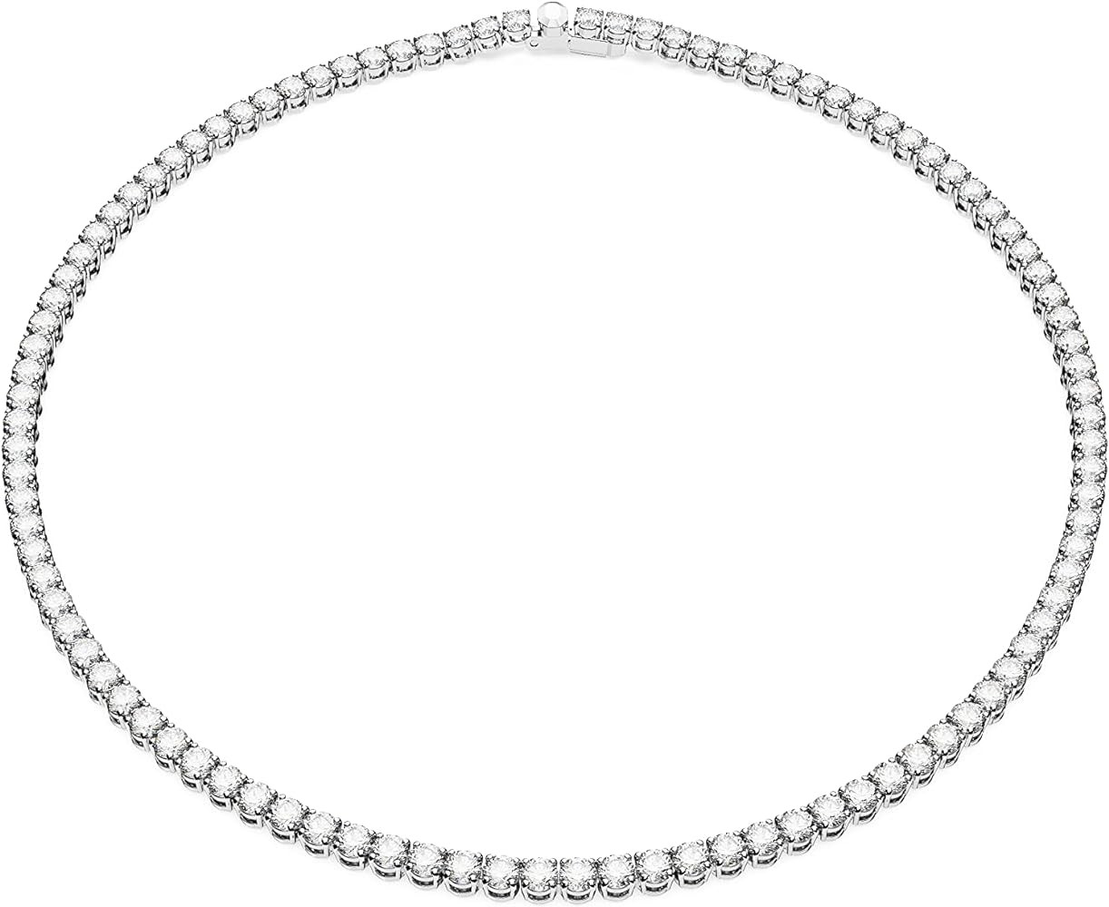 Swarovski Matrix Tennis Necklace with Clear Crystals on a Rhodium Finished Setting, Part of the S... | Amazon (US)