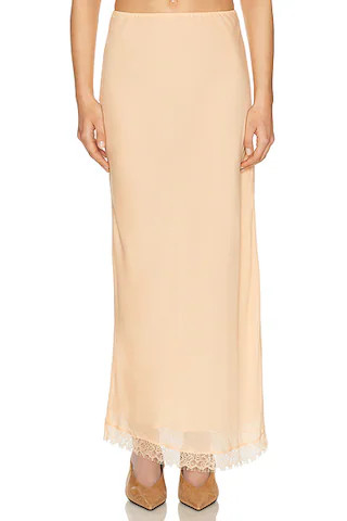 Viscose Satin Slip Skirt With Lace | FWRD 