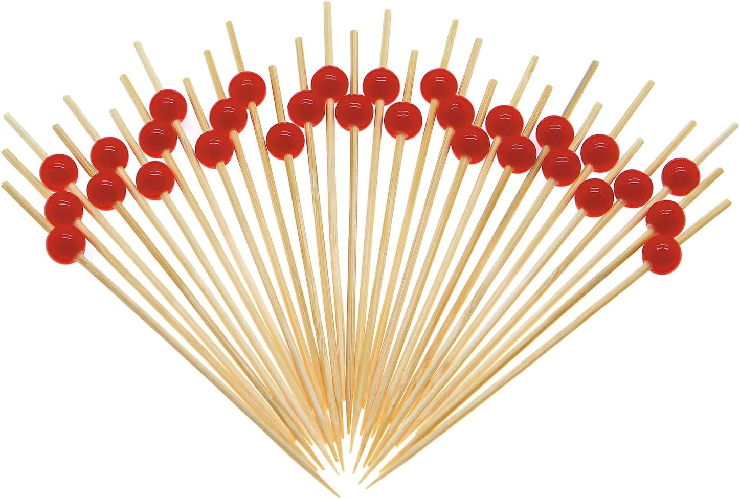 Minisland Red Pearl Cocktail Picks, 4.7 Inch Long Bamboo Fancy Toothpicks for Appetizers, Decorat... | Amazon (US)
