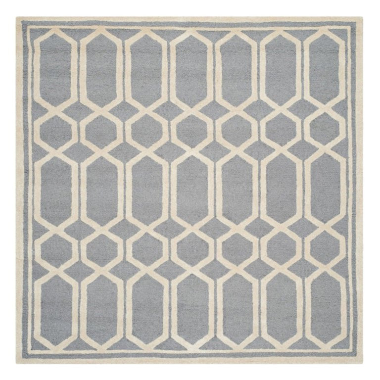 SAFAVIEH Cambridge Mitchell Geometric Wool Area Rug, Silver/Ivory, 6' x 9' - Walmart.com | Walmart (US)