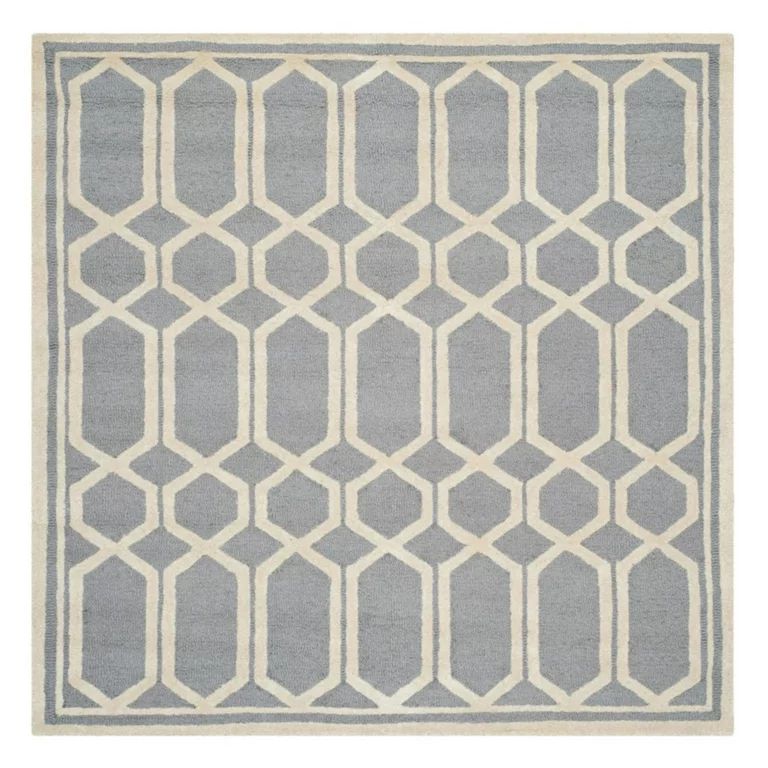 SAFAVIEH Cambridge Mitchell Geometric Wool Area Rug, Silver/Ivory, 6' x 9' - Walmart.com | Walmart (US)