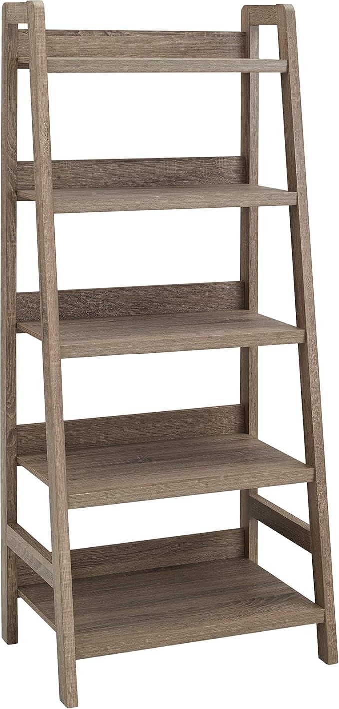 Linon Tracey Ladder Bookcase, 25"W x 17.99"D X 60"H, Gray Wash | Amazon (US)