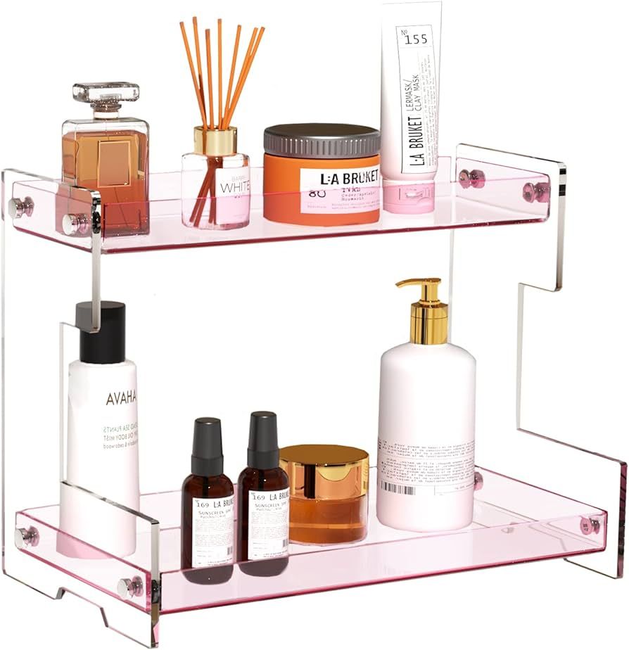 Bathroom Organizer Countertop 2 Tier Acrylic Makeup Organizer for Perfume, Vanity, Spice Rack, Ba... | Amazon (US)