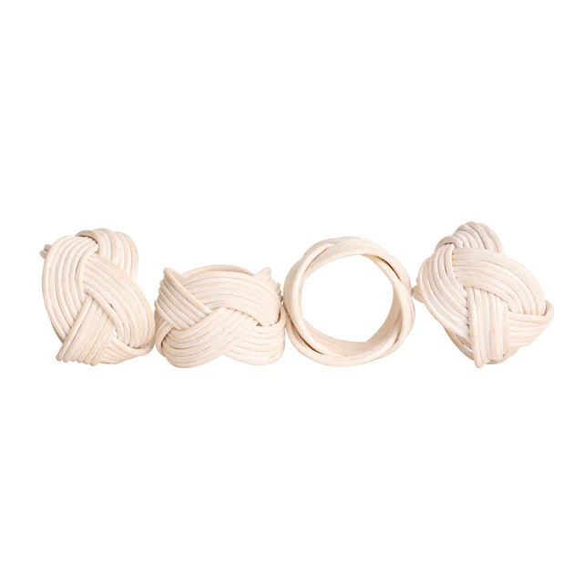 Braided Rattan Napkin Rings Driftwood - Set of 4 | Cailini Coastal