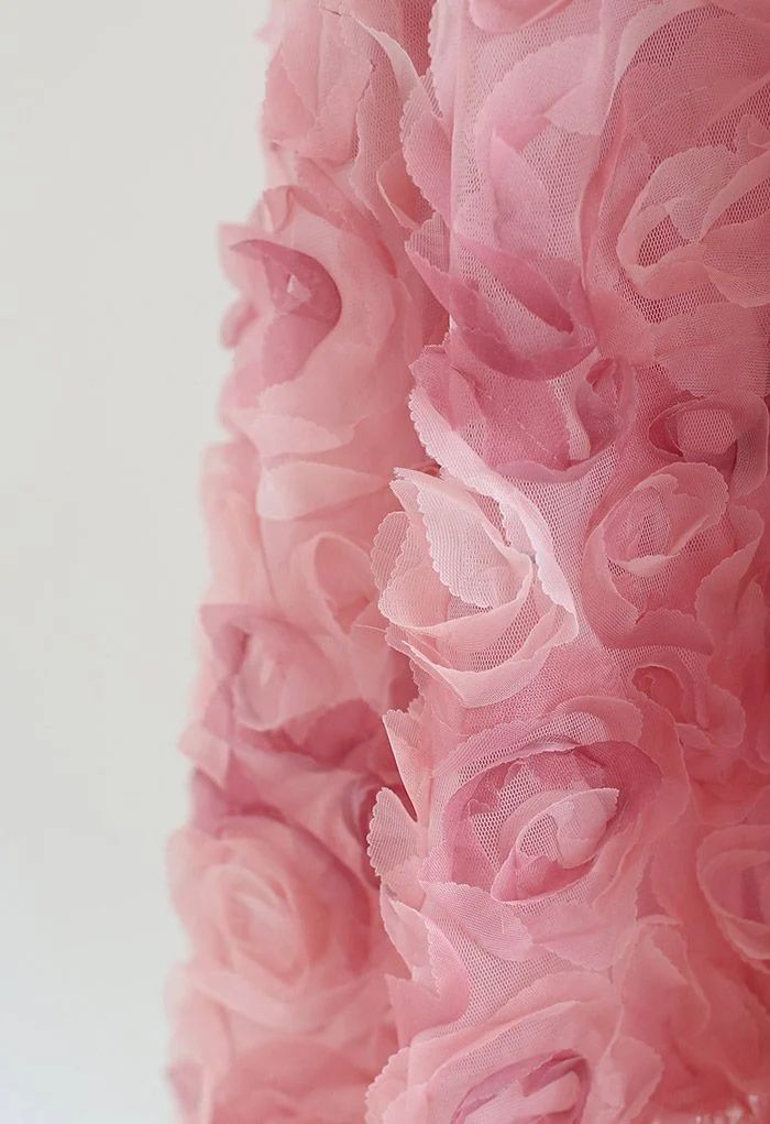 3D Pinky Rose Mesh Tulle Skirt | Chicwish