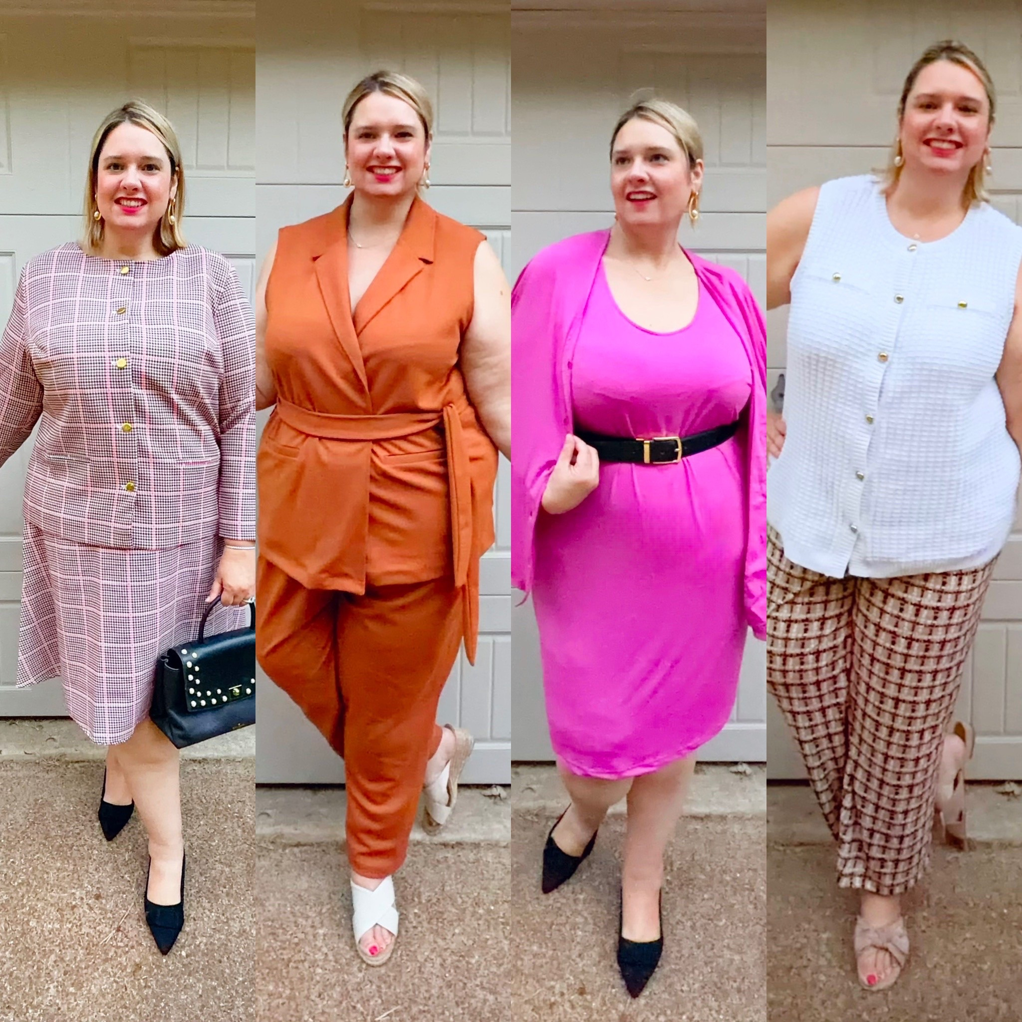 A round up of some fall fits to take this working mom from frazzled to fabulous. 

1. Lady jacket and matching dress - this print also comes in pants. I’ll be pairing this with lots of looks this season 
2. A vested suit in a soft fabric is a more approachable office look - it also comes in blue 
3. My most clicked look last month, these lightweight wrinkle free pants come in lots of prints and are such an easy office look 
4. These pieces are part of a wardrober set thst also includes a tank and pants and comes in several colors - these can easily be mixed and matched for lots of looks

#LTKPlusSize #LTKWorkwear #LTKmomlife