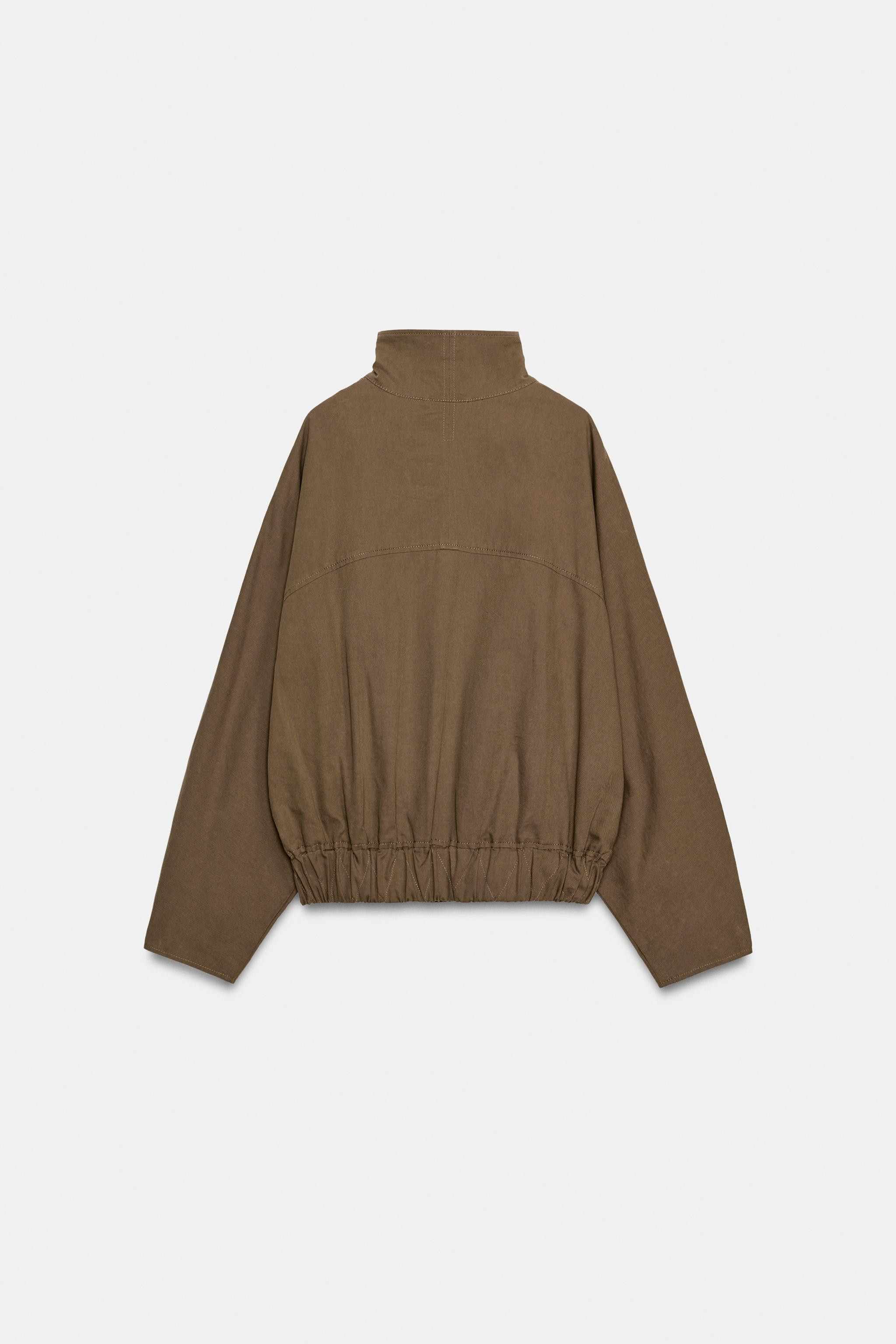 HIGH NECK JACKET WITH ELASTICATED HEM | Zara UK