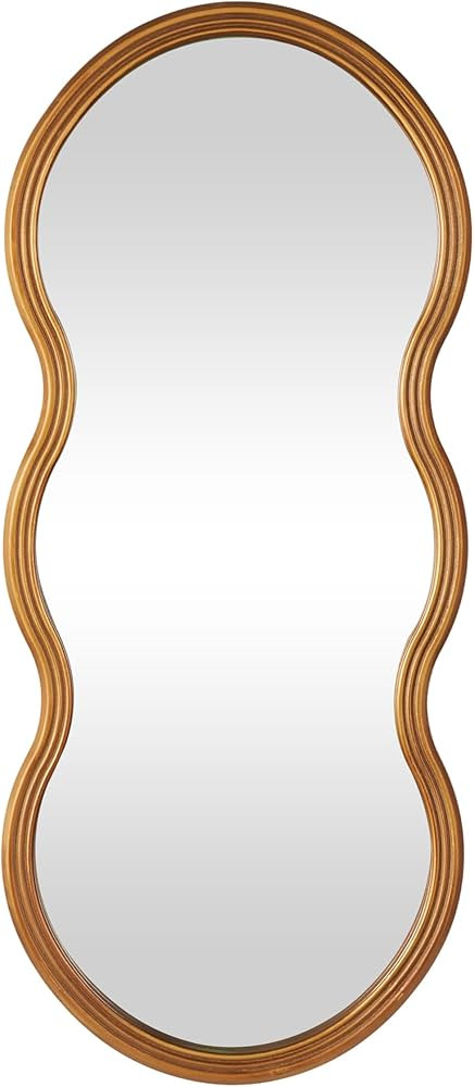 Deco 79 Wooden Room Wall Mirror Wavy Shaped Entryway Mirror with Ribbed Frame, Wall Mounted Mirro... | Amazon (US)
