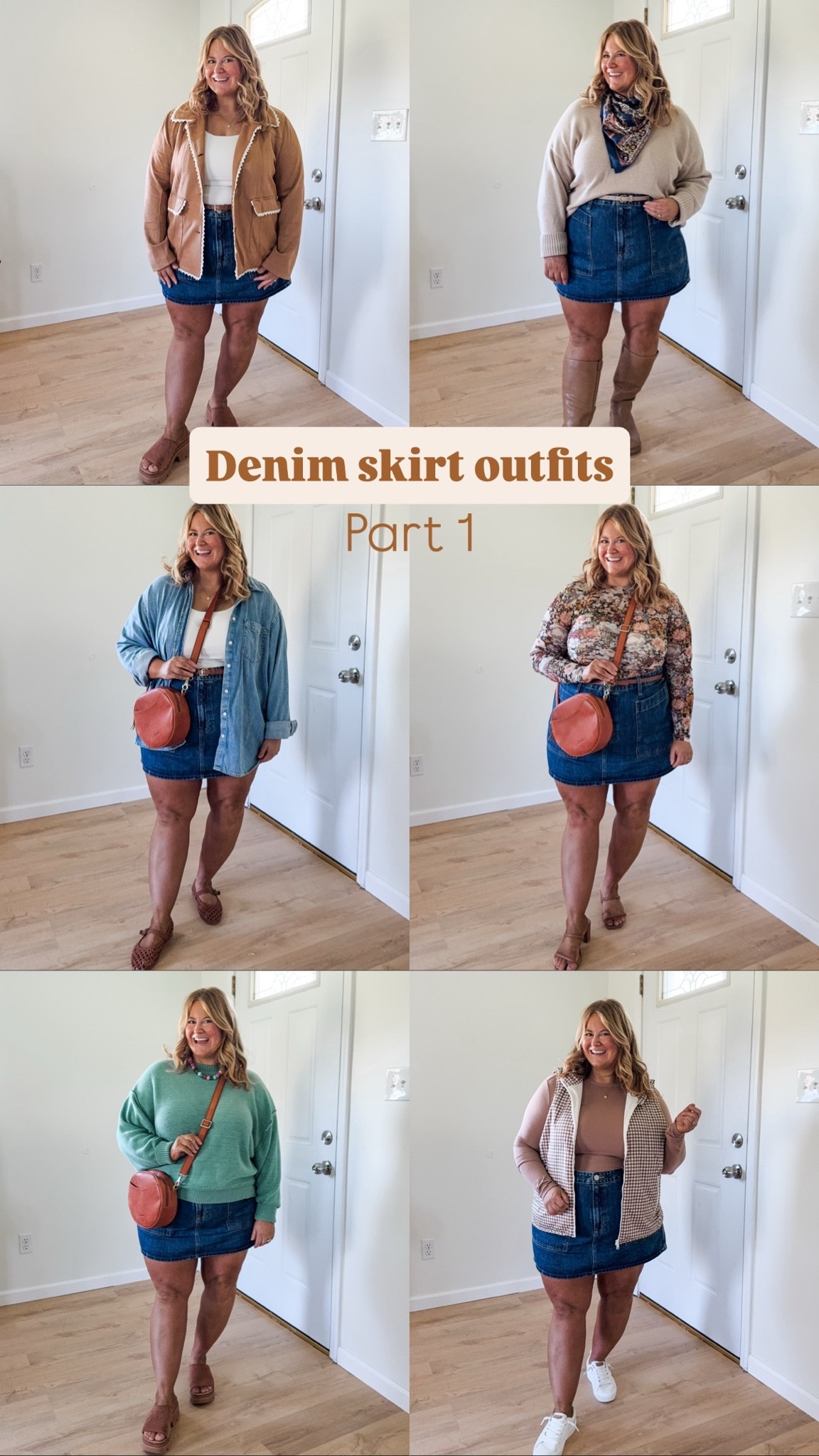One denim skirt / 6 outfits!

Wearing a 18 in my denim mini skirt 

Green sweater - large
Quince tan sweater - XL
Vest - XXl
Brown shirt - XXl
Floral mesh top - XL
Gap denim shirt - XL
Suede jacket - XL

#LTKMidsize #LTKPlusSize #LTKSeasonal