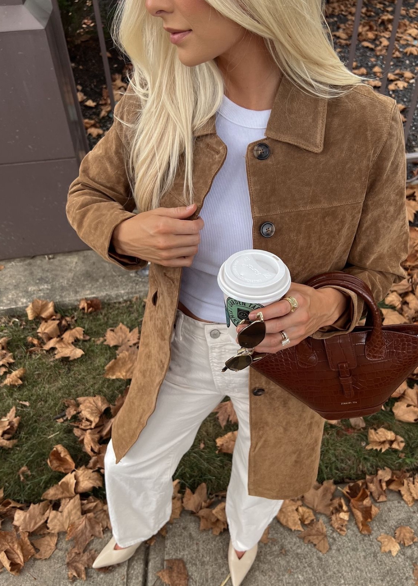 Fall Outfit 🍂 Medium in suede jacket- jacket is now low stock but I found a super similar one from Amazon- and PS I have the Amazon version in the dark brown color and I love it!, small in tank, size 26 in jeans, shoes are true to size.
#kathleenpost #fallfashion #falloutfit

#LTKItBag #LTKStyleTip #LTKSeasonal