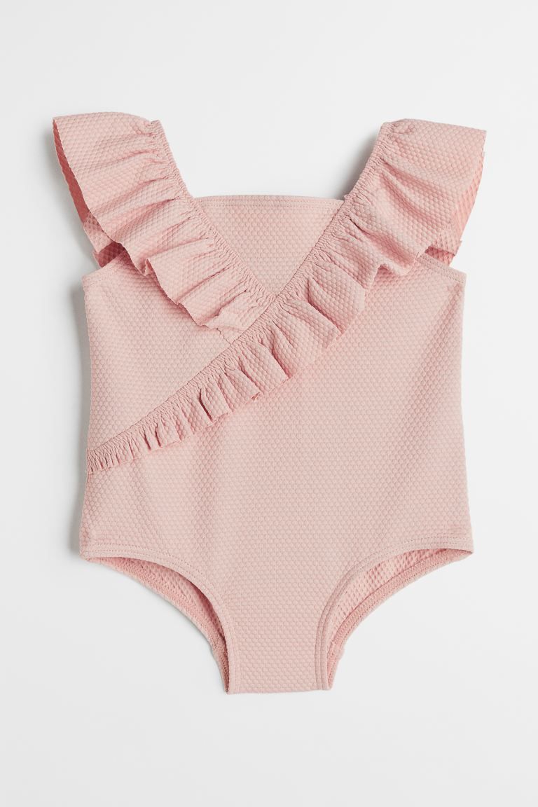 Swimsuit with flounces at front extending over shoulder straps and around neck. Lined gusset. | H&M (US + CA)