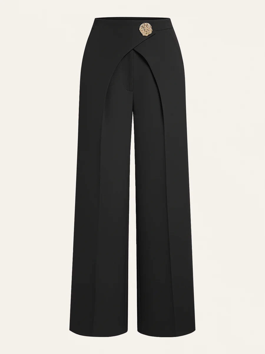 Metal Detail Straight-Leg Pants | Commense