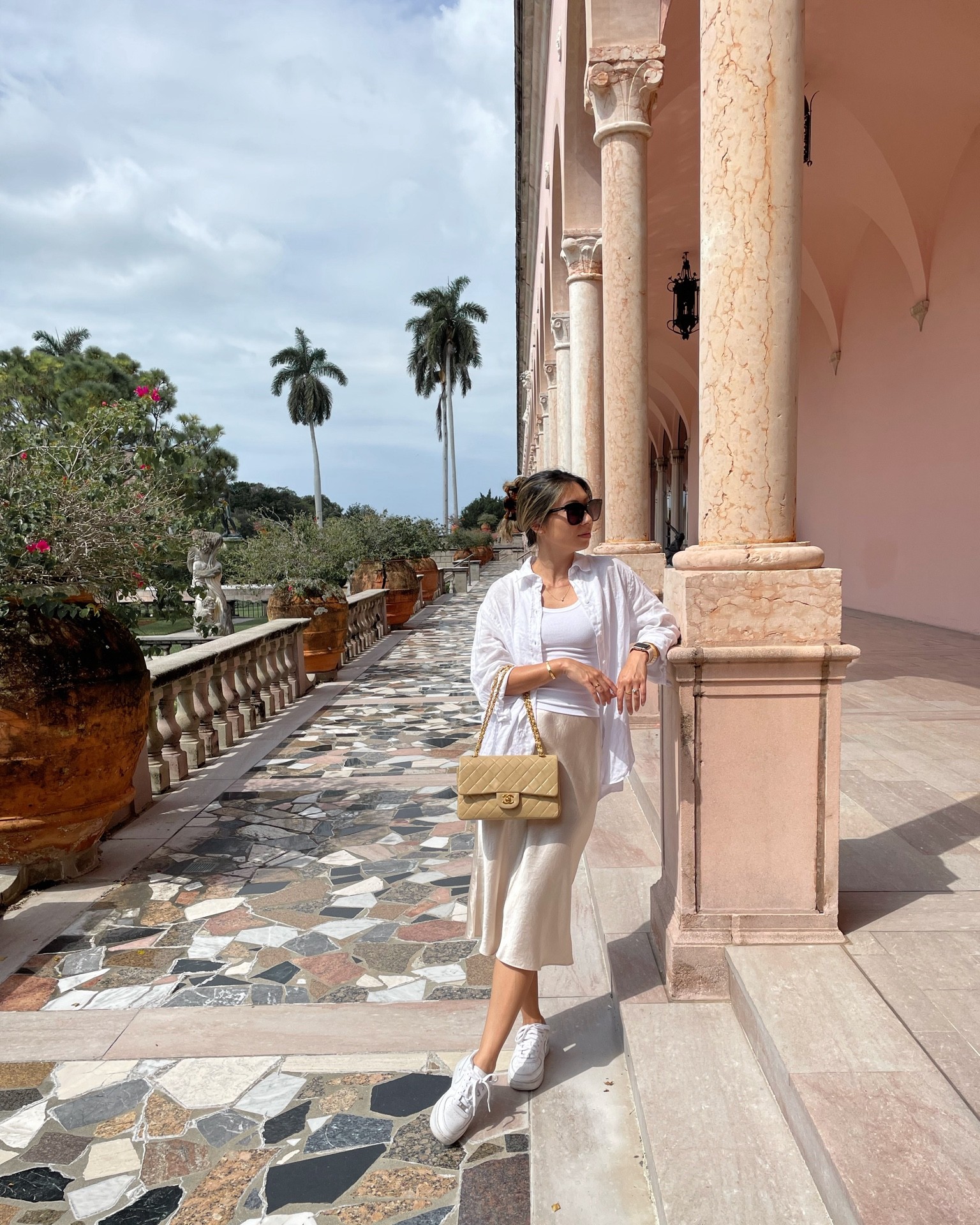 Parisian chic inspired slip dress skirt // white linen shirt - zara, tank top - aritzia, slip skirt - aritzia, white sneakers - nike, bag - chanel, sunglasses - gentle monster⁠ // off duty model look, neutral style, beige aesthetic, style inspiration

#LTKunder100 #LTKstyletip