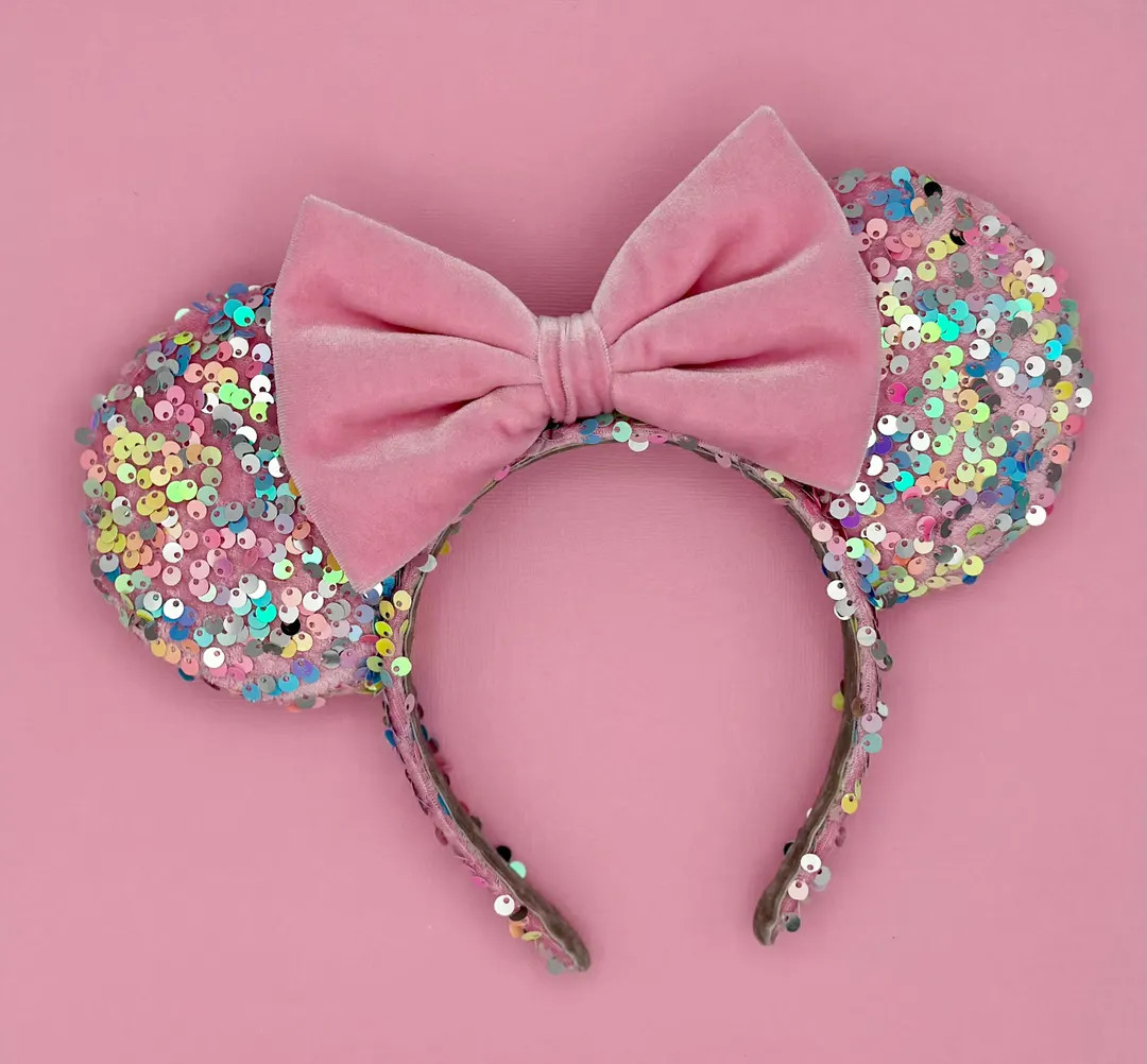 MADE TO ORDER Pink Carousel Velvet Sequin Ears | Headband Mouse Ears | Minnie Ears | Princess Mou... | Etsy (US)