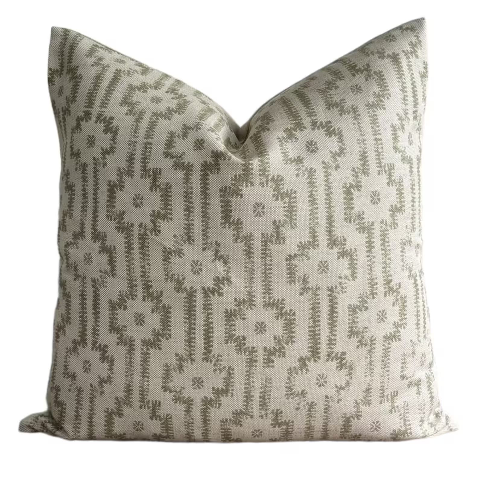 Designer Pillows Maresca Shipibo in Willow // Green Pillow Cover // Boutique Pillow Covers // Hig... | Etsy (US)