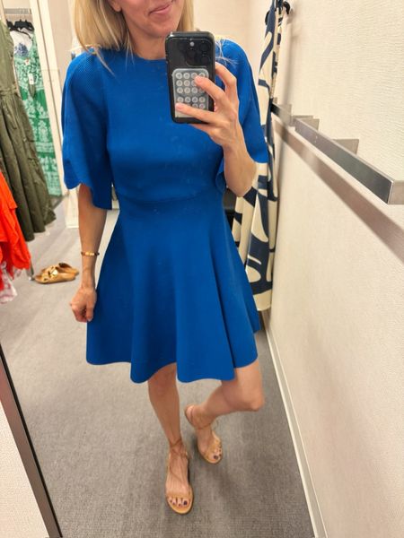 New from Nordstrom 🙌🏼 

Blue fit and flare dress by Ted Baker. We could not believe how pretty this was on! Flattering in the waist, material was thick and sucked her in, and the flowy sleeve was really pretty. Covers the whole back too- which is nice. Runs a bit big, Gretchen in a 2 here. We recommend sizing down one. This could go Derby, wedding guest dress, or graduation. 

#LTKparties #LTKover40 #LTKstyletip