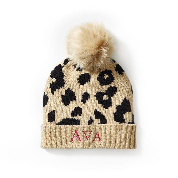 Kids Leopard Pom Pom Hat | Mark and Graham