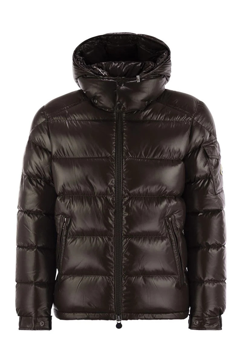 Moncler Men's Maya - Short Down Jacket With Hood in Brown | Size 3 | J20911A53600 | LOZURI