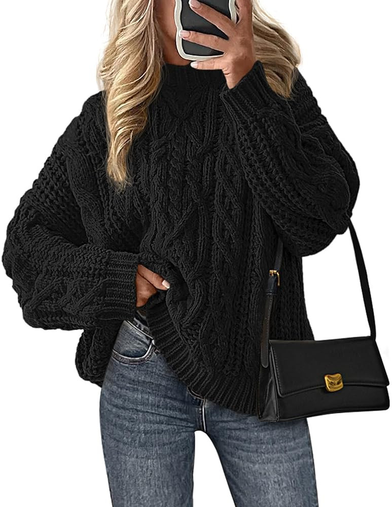 PRETTYGARDEN Women's Oversized Fall Sweaters 2025 Casual Long Sleeve Crewneck Chunky Cable Knit P... | Amazon (US)