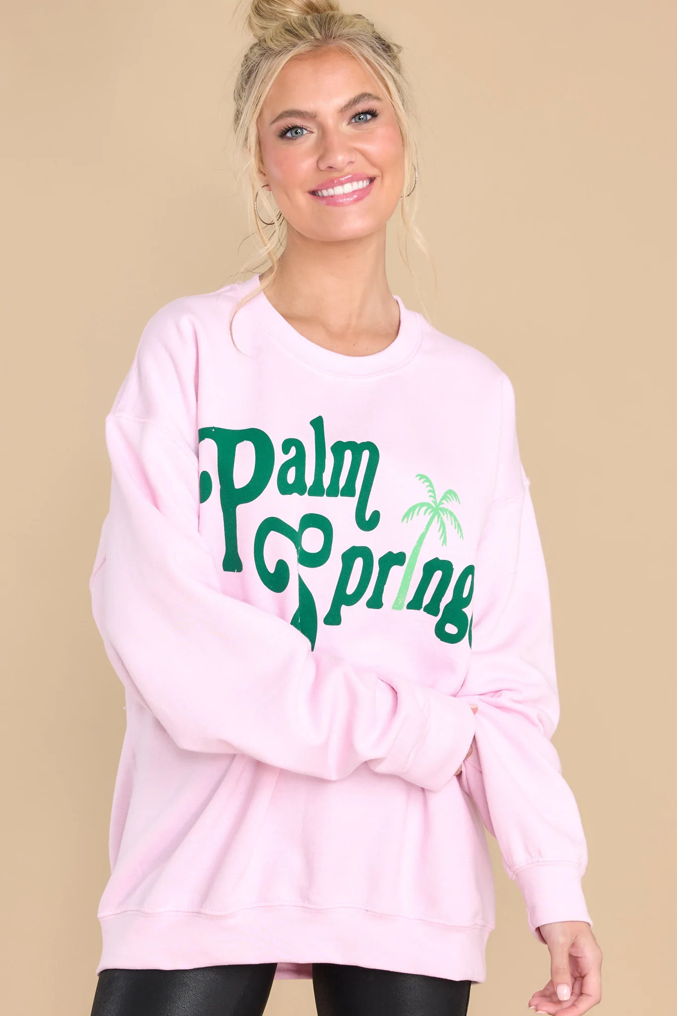 Palm Springs Dreams Light Pink Sweatshirt | Red Dress 