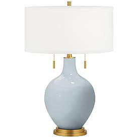 Color Plus Toby Brass with Take Five Blue Glass Pull Chain Table Lamp | www.lampsplus.com | Lamps Plus
