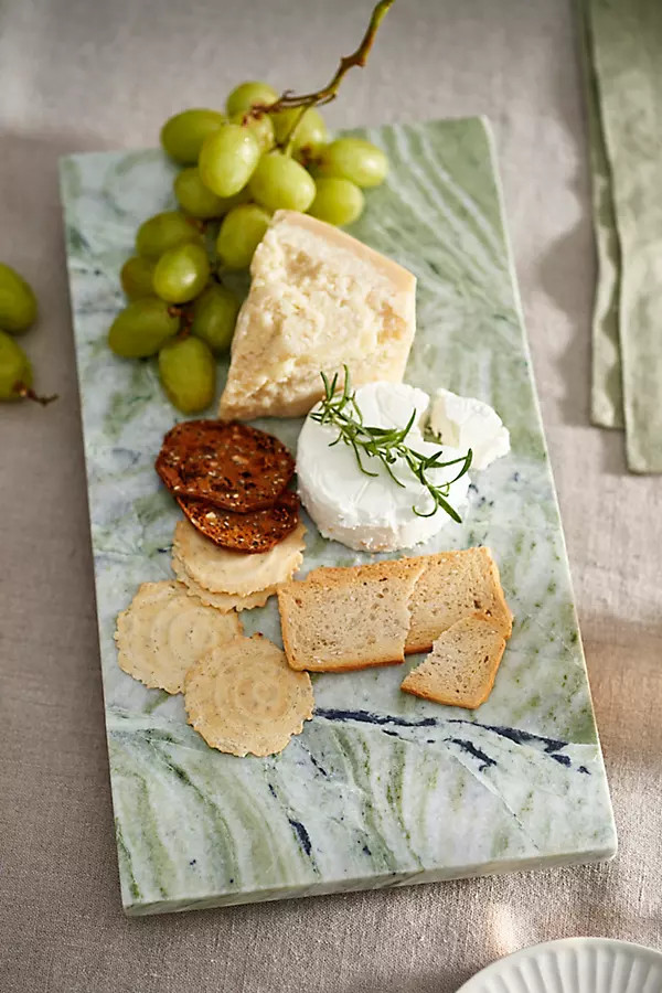 Green Marble Footed Serving Board | Anthropologie (US)
