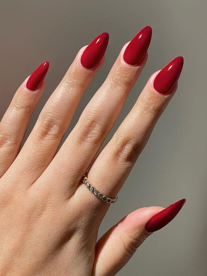 Elevate Your Style With 24pcs Long Almond Shape Bright Red False Nails Set Suitable For Women & G... | SHEIN