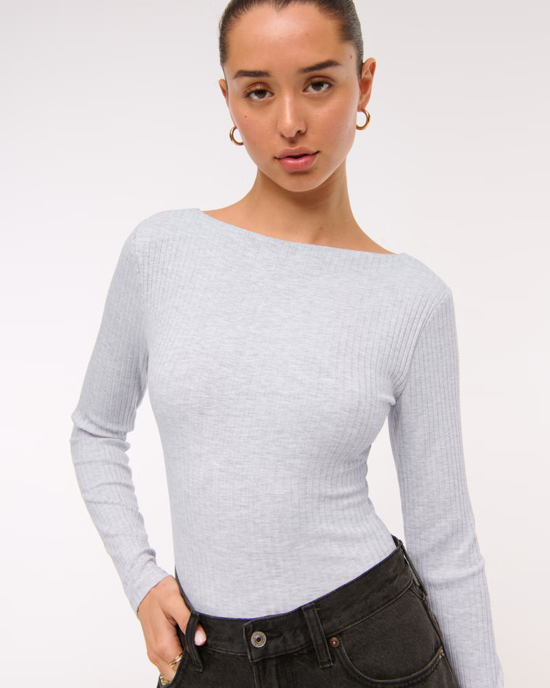 Women's Long-Sleeve Wide Rib Slash Bodysuit | Women's New Arrivals | Abercrombie.com | Abercrombie & Fitch (UK)