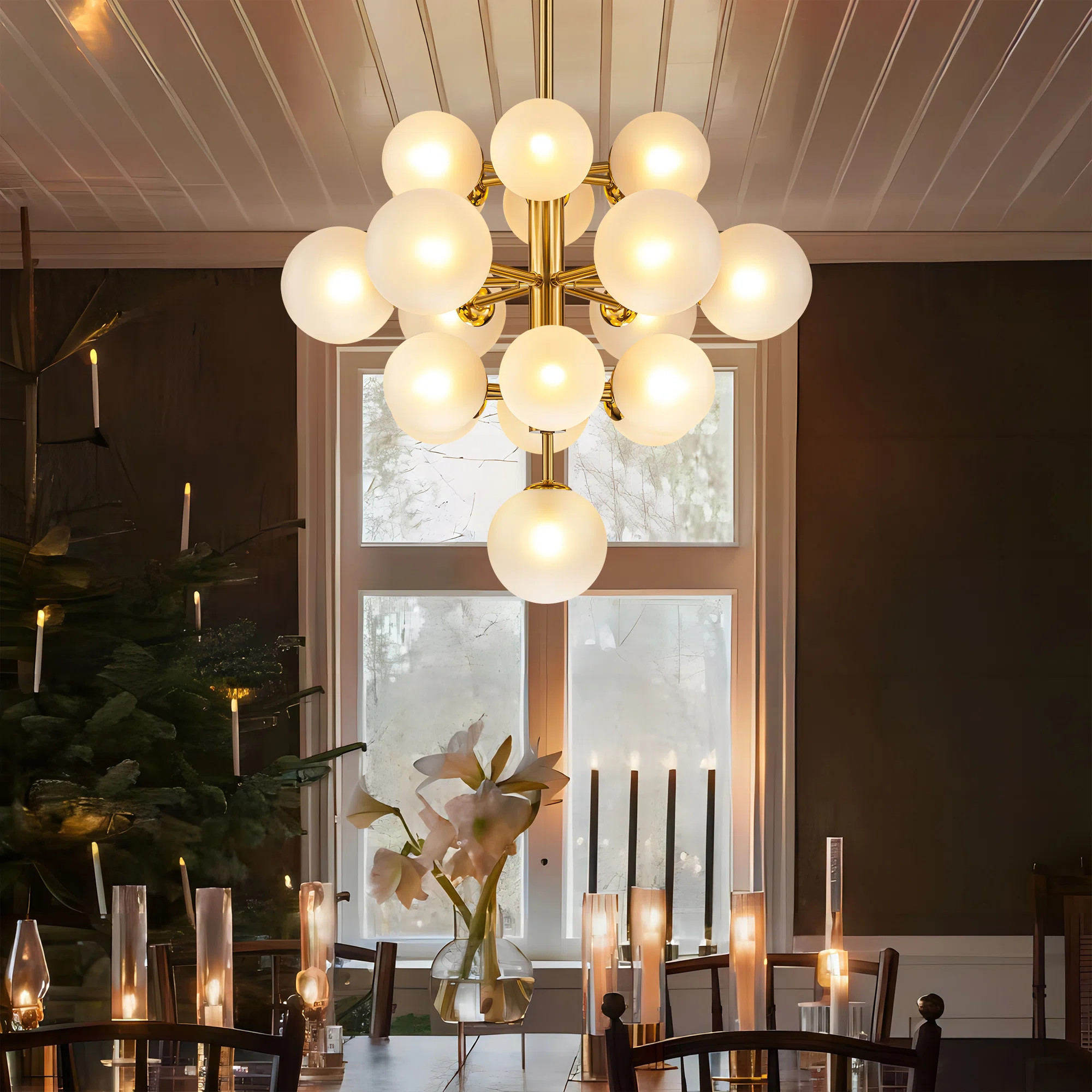 Scituate 19 - Light Dimmable Tiered Modern Glass Bubble Chandelier | Wayfair North America