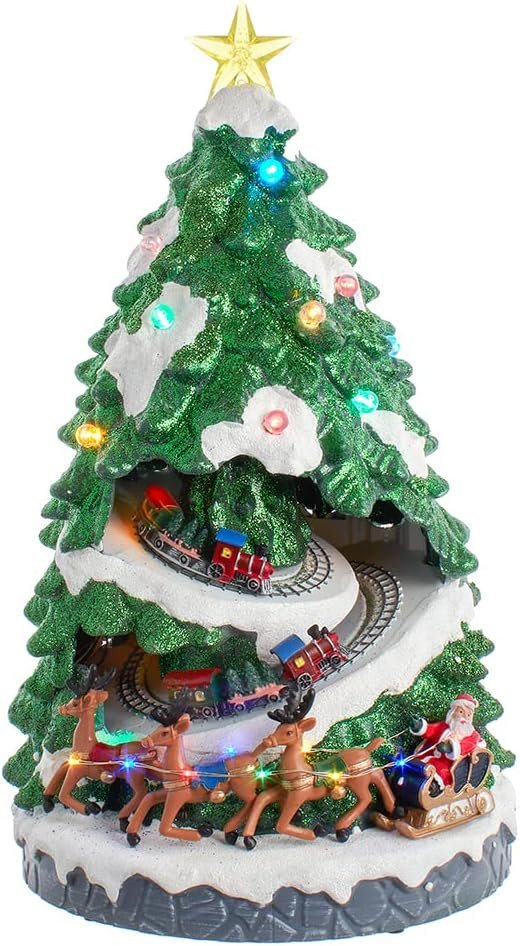 Kurt Adler 15.7-Inch Battery Operated Lighted Musical Christmas Tree with Moving Train | Amazon (US)