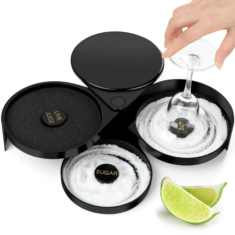 3 Tier Bar Glass Rimmer, Margarita Cocktail Salt and Sugar Glass Rimmer,Bartender tool(BLACK) | Walmart (US)