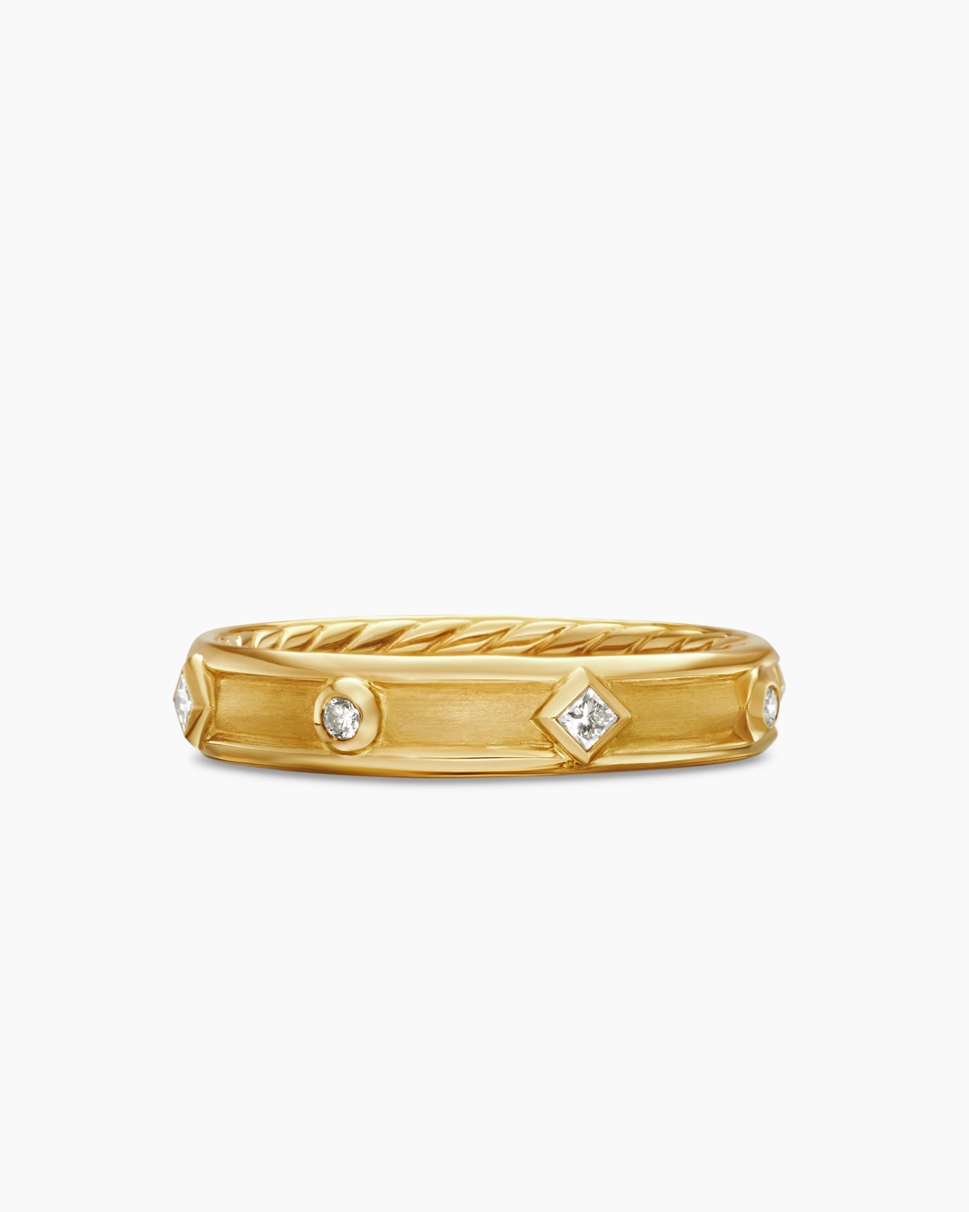 David Yurman | Modern Renaissance Band Ring in 18K Yellow Gold with Diamonds, 4mm | David Yurman