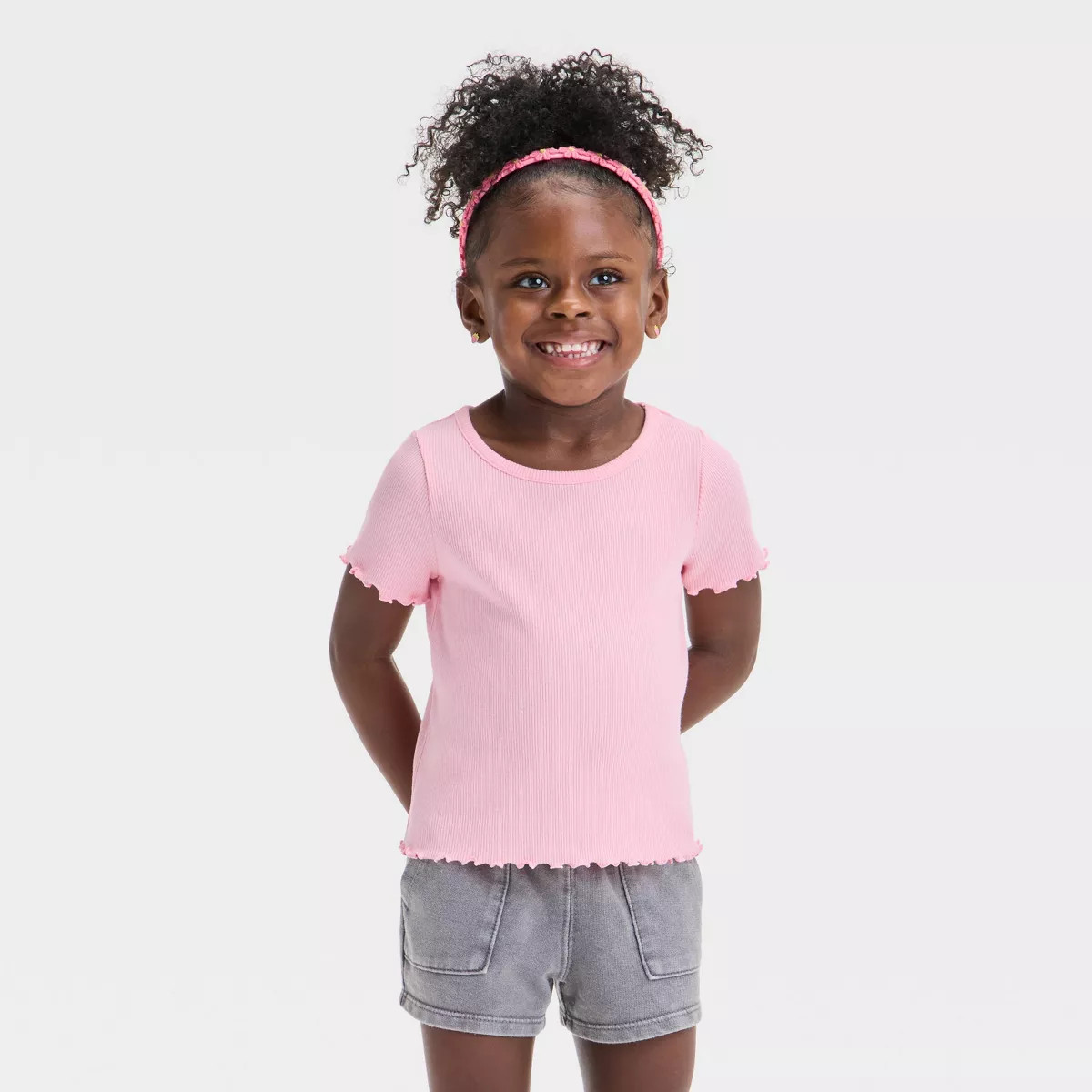 Toddler Girls' Ribbed Solid Knit Short Sleeve T-Shirt - Cat & Jack™ | Target