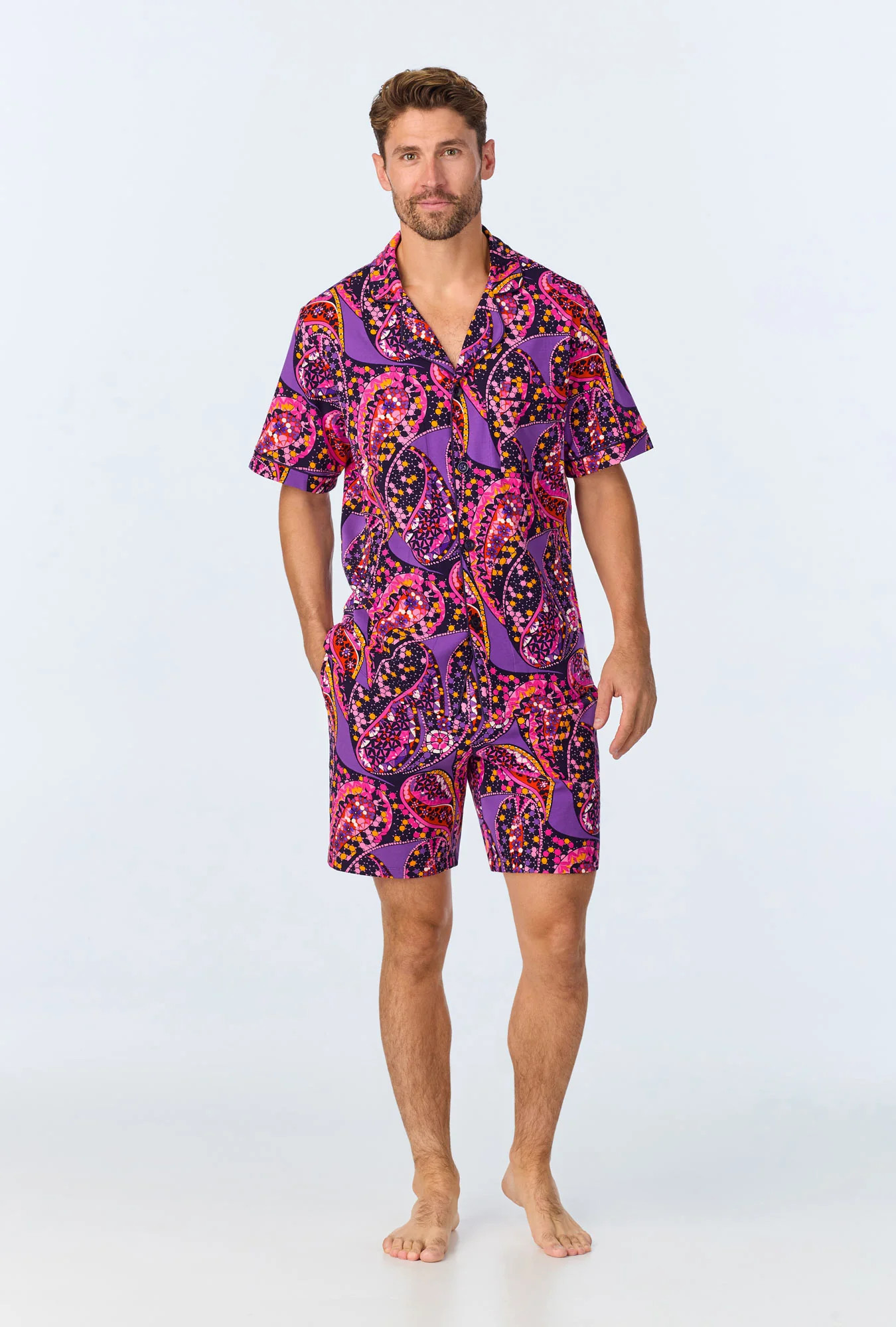 Tangled Paisley Men's Short Sleeve Boxer Short Jersey PJ Set | Trina Turk