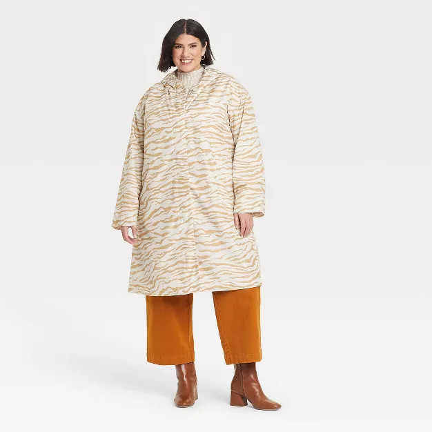 Women's Plus Size Rain Coat - Ava & Viv™ Rust Zebra Striped | Target