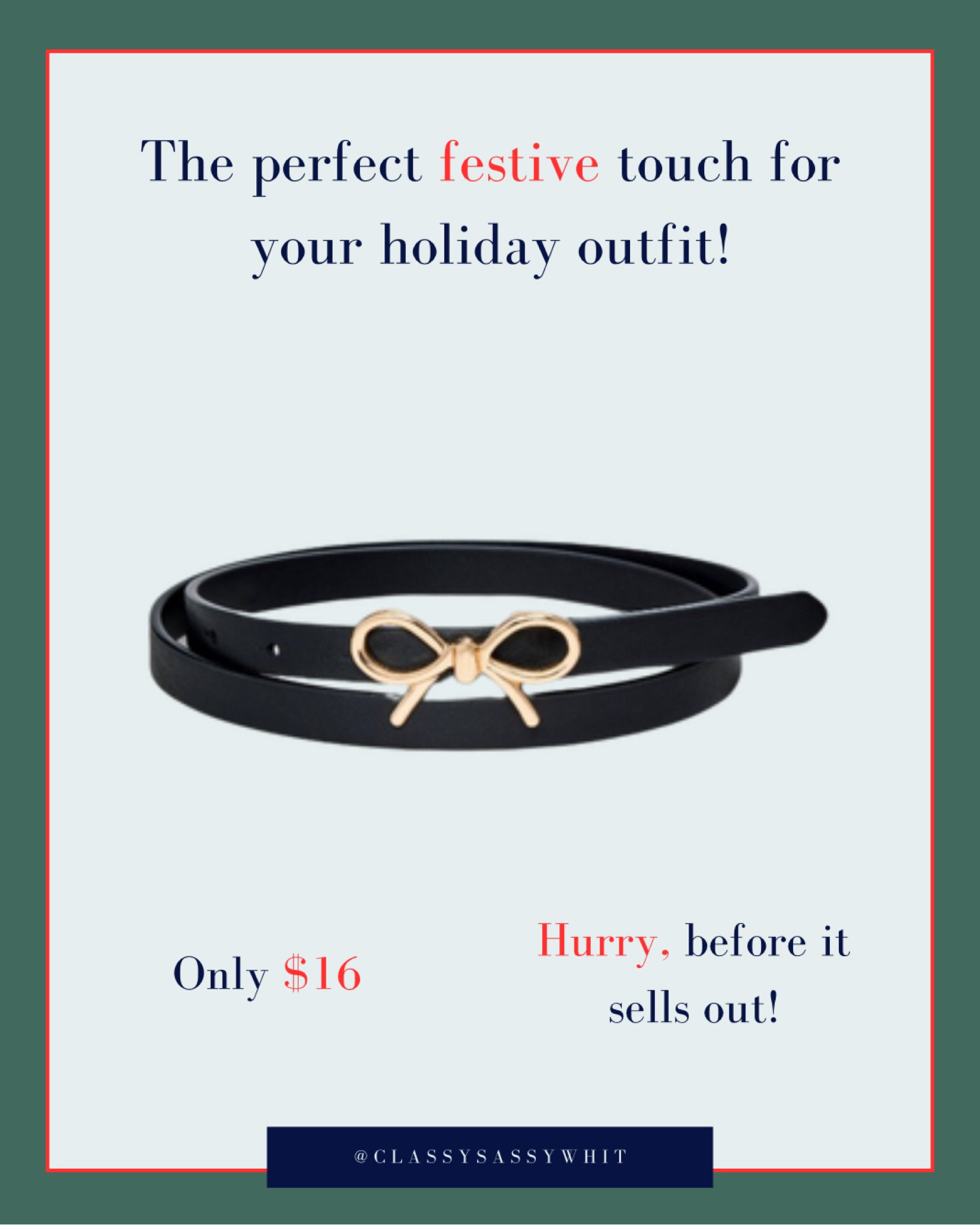 I have and LOVE this chic bow belt, the perfect festive touch to any outfit! 

#LTKSaleAlert #LTKCyberWeek #LTKHoliday