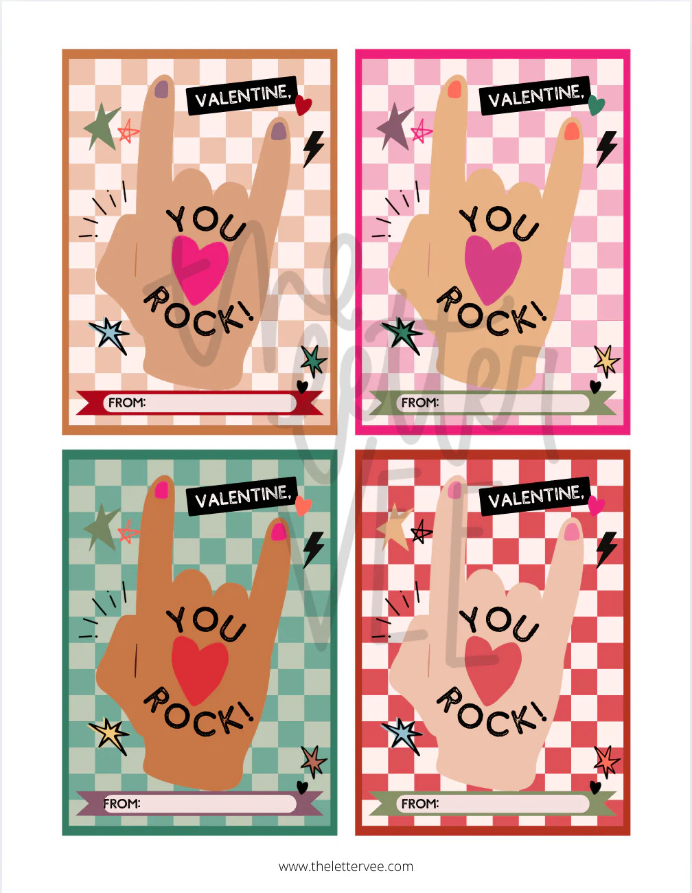 You Rock Valentines | Printable Valentines | The Letter Vee