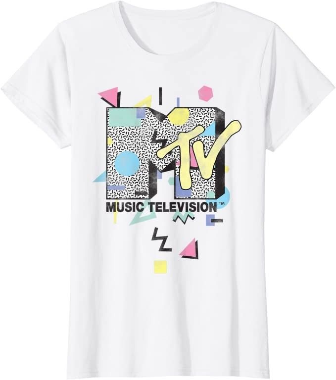 MTV Retro Shape Design Logo Graphic T-Shirt | Amazon (US)