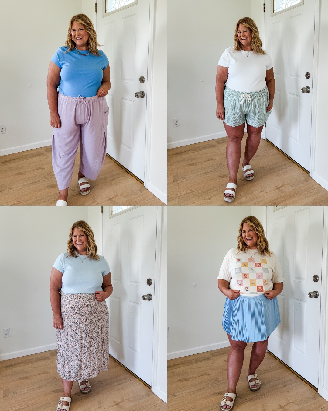 Midsize bump friendly summer outfit ideas!

Sizing:
Purple pants - large
Blue tee - XL
White tee - XL
Green striped shorts - XXL (sized up for bump)
Skirt - XL
Graphic tee - XL (use code STEPHSHARES20 to save!)
Skort- XXL (sized up for bump)
Gauze dress - large petite 
Matching set - XXL
Green tee - Xl
Denim shorts - XXl (sized up for bump)
Tank - XL Graphic tee
Gauze button down - large

#LTKBump #LTKMidsize #LTKSeasonal