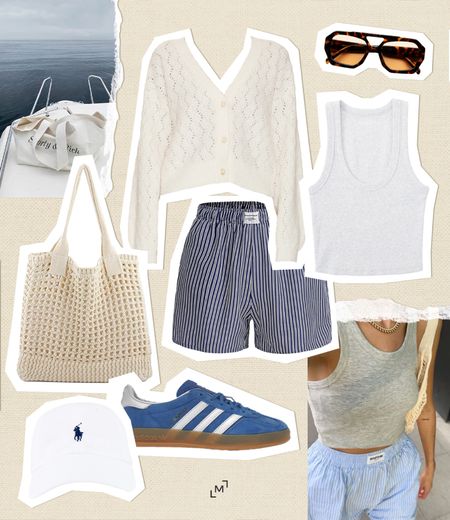 Coastal granddaughter outfit idea 💙 coastal summer style, boxer shorts, cardigan, adidas Sambas, Ralph Laurenn

#LTKfindsunder100 #LTKstyletip