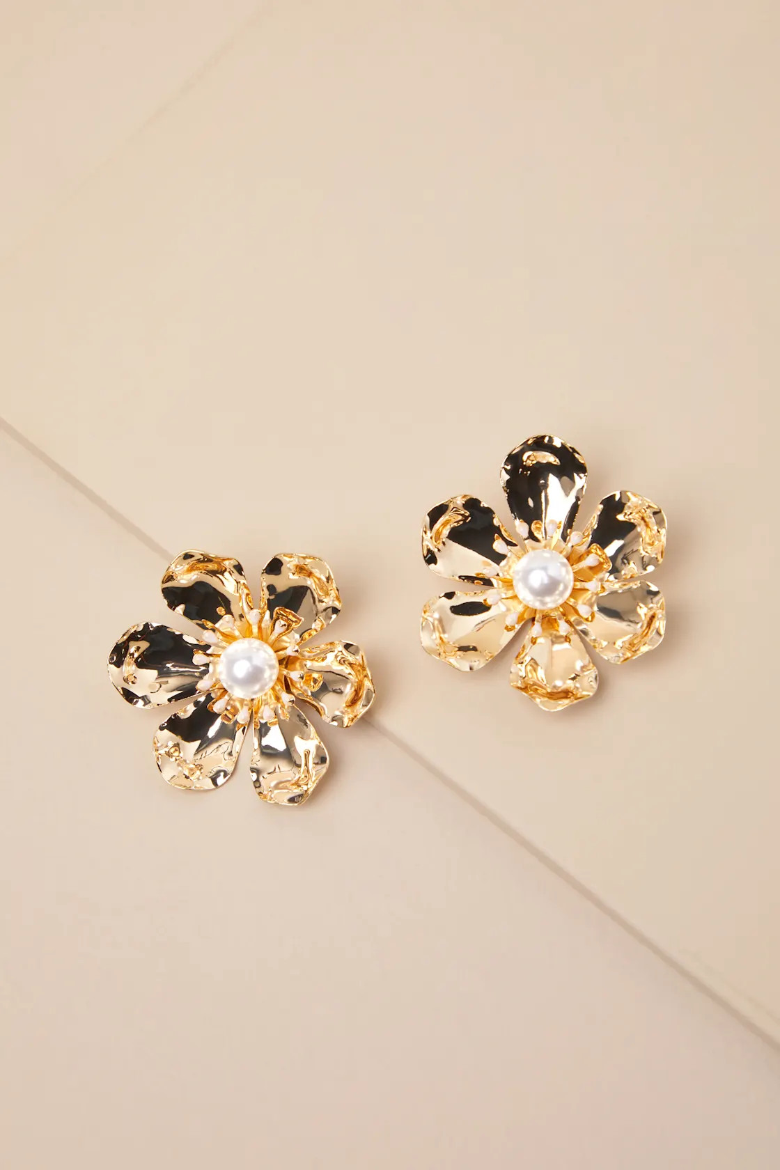 Sincere Shine Gold Flower Statement Earrings | Lulus
