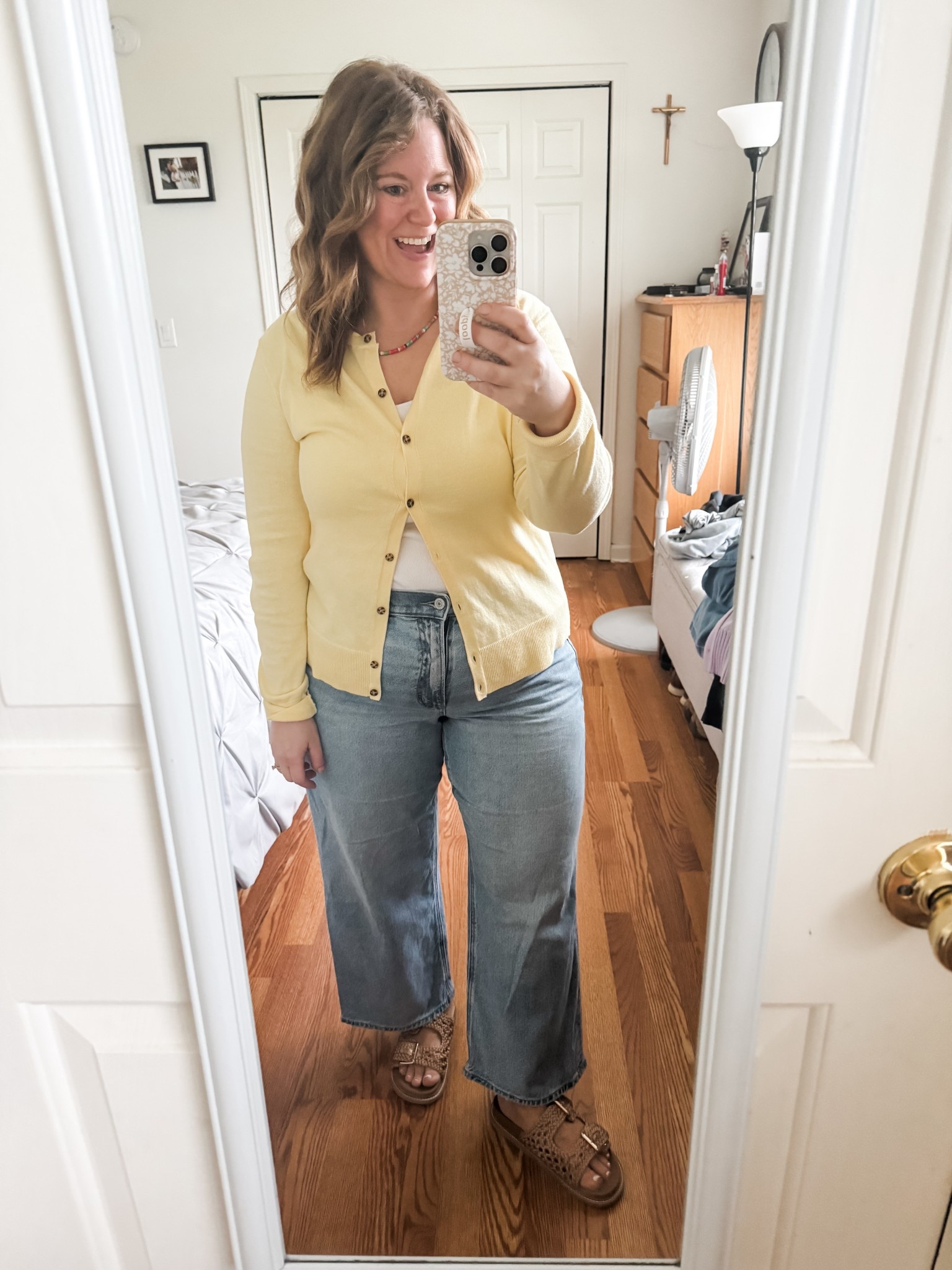 Friday teacher outfit with butter yellow! This cute cardigan is under $25 and great quality.  Wearing an XL.  Wearing a 14 X short in my jeans.  

#LTKFindsUnder50 #LTKSeasonal #LTKSaleAlert