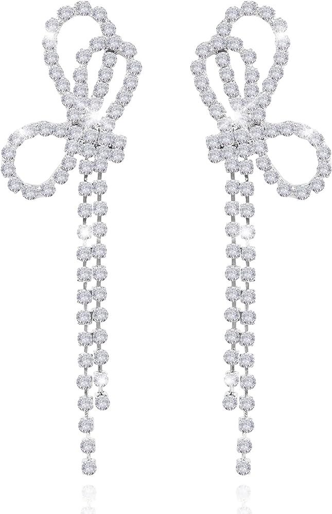 Bow Earrings for Women Teen Girls Trendy Gold Pearl Drop Dangle Earrings Bowknot Stud Wedding Par... | Amazon (US)