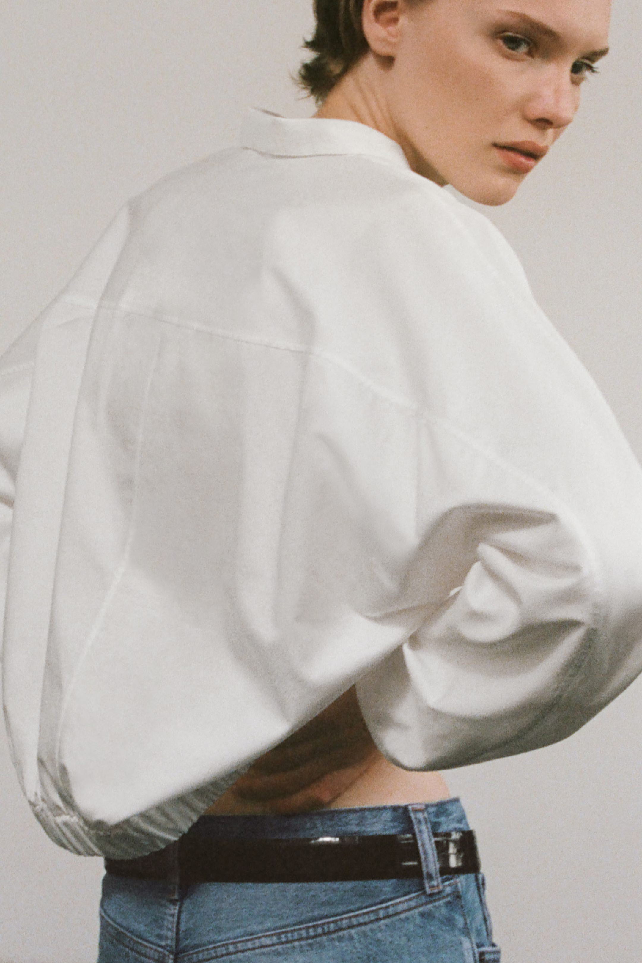 DRAPED-COLLAR COTTON BLOUSE - WHITE | COS | COS UK