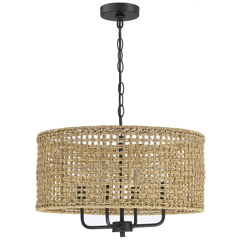Nevarez 4 - Light Rattan Dimmable Drum ChandelierSee More by Bay Isle Home™Rated 4.9 out of 5 s... | Wayfair North America