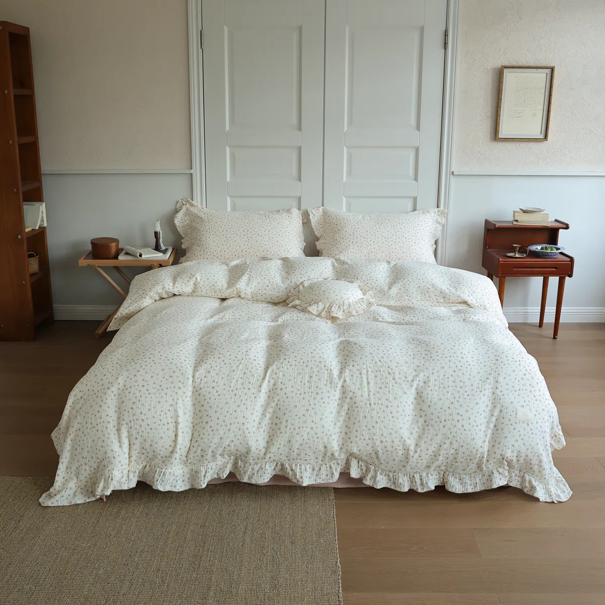 Minimalist Cotton Muslin Floral Kids Duvet Cover Set  (No Pillowcases) | Wayfair North America