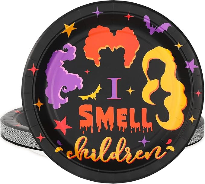 Whaline Halloween Witch Party Paper Plates Hocus Pocus Round Disposable Plates 9 Inch Halloween W... | Amazon (US)