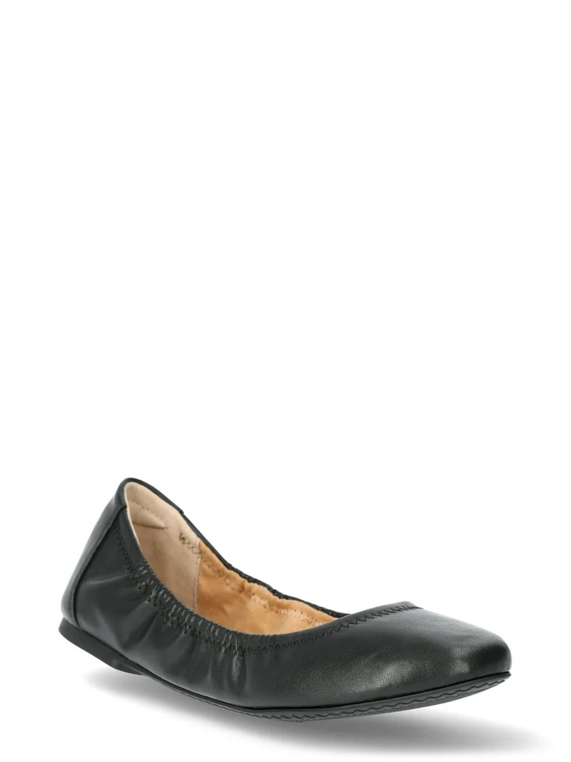 Time and Tru Women's Scrunch Ballet Flats, Wide Width Available | Walmart (US)