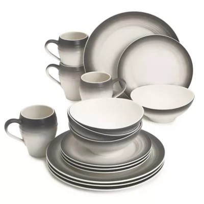Mikasa® Swirl Ombre 16-Piece Dinnerware Set in Graphite | Bed Bath & Beyond | Bed Bath & Beyond